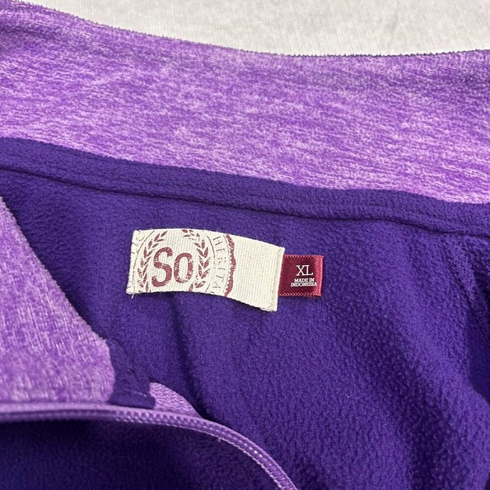 SO LISH Purple Heathered Contrast Fleece Quarter Zip Pullover XL - Picture 3 of 6